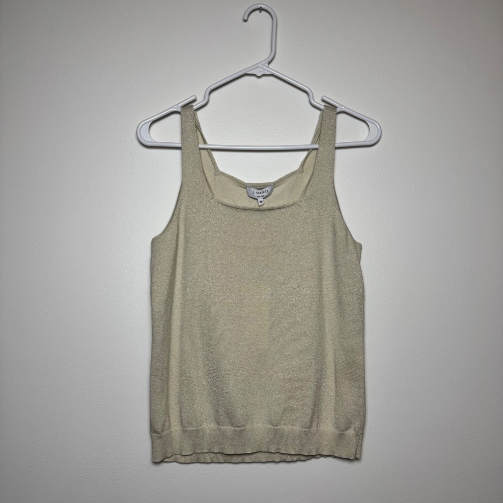 J. Society Metallic Knit Tank Top Gold Size M Boutique Holiday